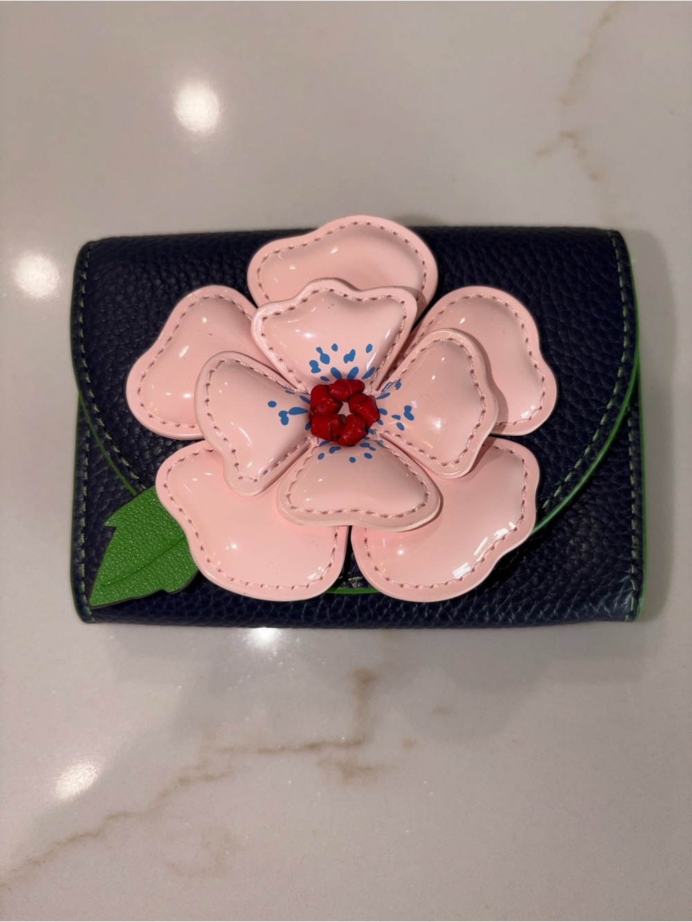 Kate Spade In The Garden Floral 🌸Applique Flap Card Case wallet $138 new